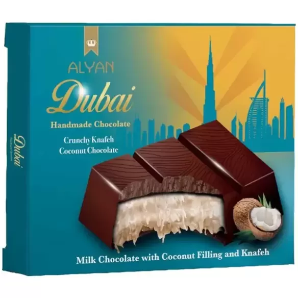 Alyan Dubai Handmade Chocolate Crunchy Knafeh Coconut