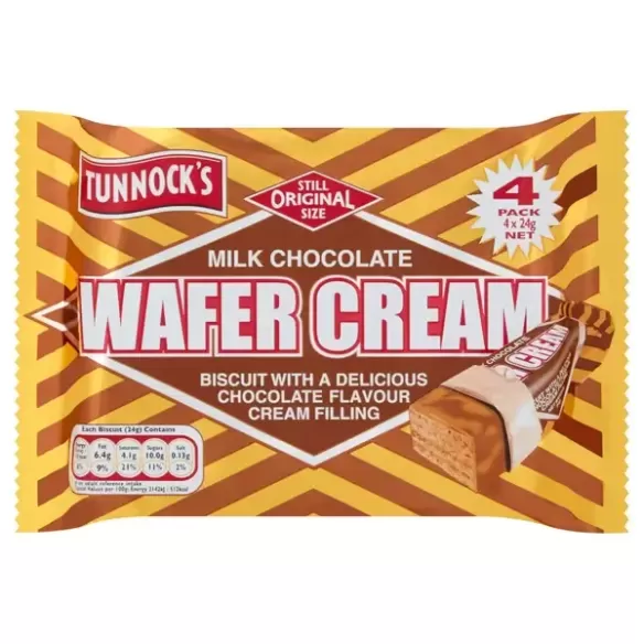 Tunnock's Wafer Cream Milk Chocolate Wafer Biscuits