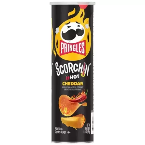 Pringles Scorchin' Cheddar Potato Crisps Chips Spicy Snacks
