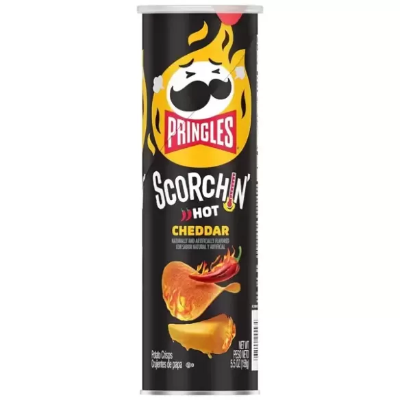 Pringles Scorchin' Cheddar Potato Crisps Chips Spicy Snacks