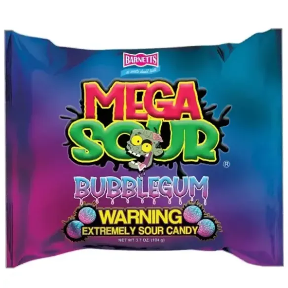 Barnetts Mega Sour Bubblegum Extremely Sour Candy