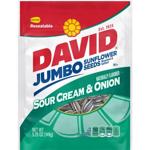 DAVID Sour Cream & Onion Jumbo Sunflower Seeds 149 g
