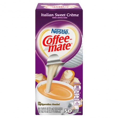Coffee Mate Italian Sweet Cream Liquid Creamer Singles 50 Pack - 550 ml