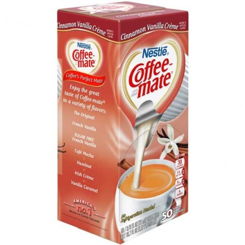 Coffee Mate Cinnamon Vanilla Creme Liquid Creamer Singles 50 Pack - 550 ml